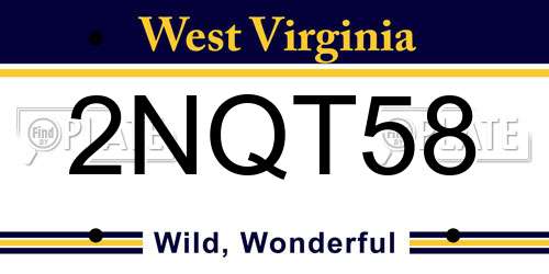 2NQT58 West Virginia License Plate