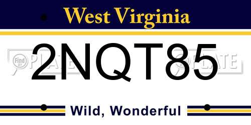 2NQT85 West Virginia License Plate