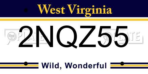 2NQZ55 West Virginia License Plate