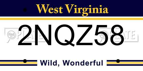 2NQZ58 West Virginia License Plate