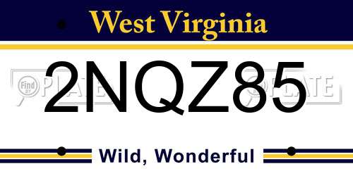 2NQZ85 West Virginia License Plate