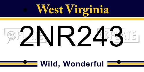 2NR243 West Virginia License Plate