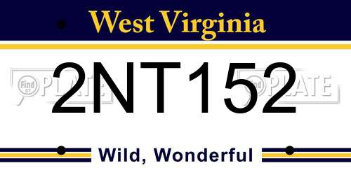 2NT152 West Virginia License Plate