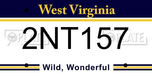 2NT157 West Virginia License Plate