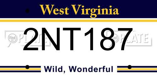 2NT187 West Virginia License Plate