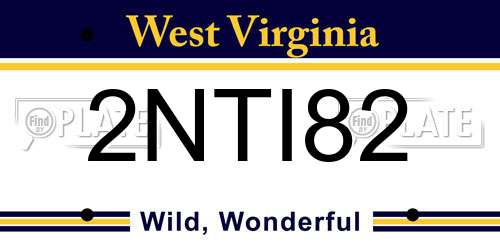 2NTI82 West Virginia License Plate
