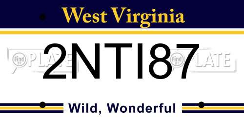 2NTI87 West Virginia License Plate