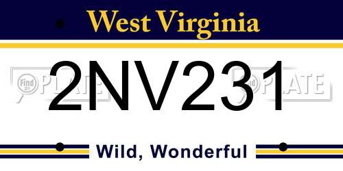 2NV231 West Virginia License Plate