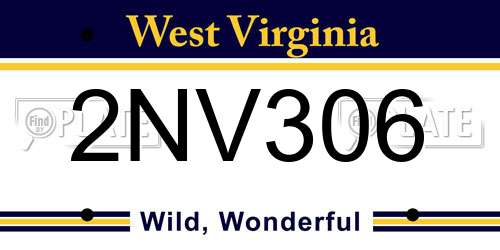 2NV306 West Virginia License Plate
