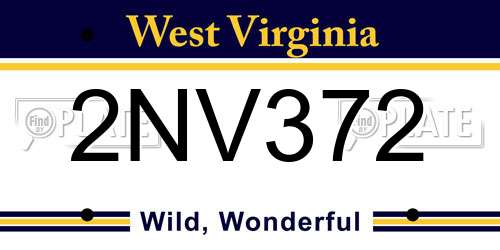 2NV372 West Virginia License Plate