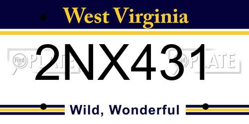 2NX431 West Virginia License Plate