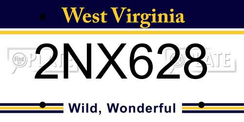 2NX628 West Virginia License Plate