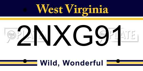 2NXG91 West Virginia License Plate