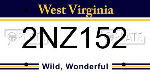 2NZ152 West Virginia License Plate