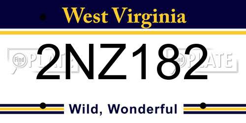 2NZ182 West Virginia License Plate