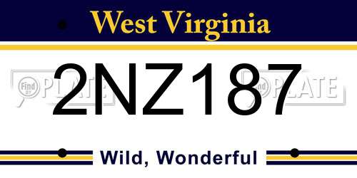 2NZ187 West Virginia License Plate
