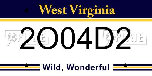 2O04D2 West Virginia License Plate