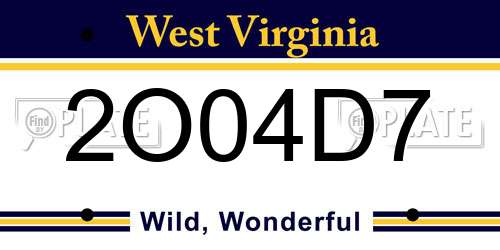 2O04D7 West Virginia License Plate