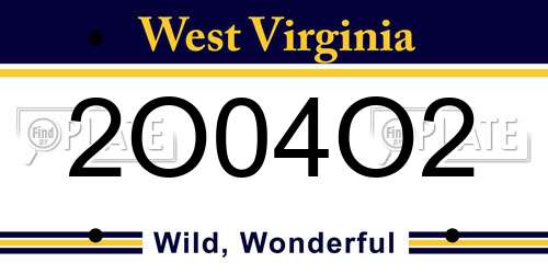 2O04O2 West Virginia License Plate