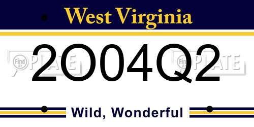 2O04Q2 West Virginia License Plate