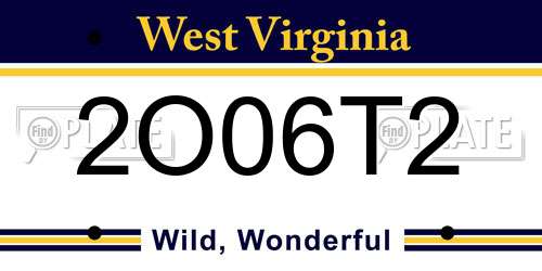 2O06T2 West Virginia License Plate
