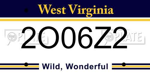 2O06Z2 West Virginia License Plate