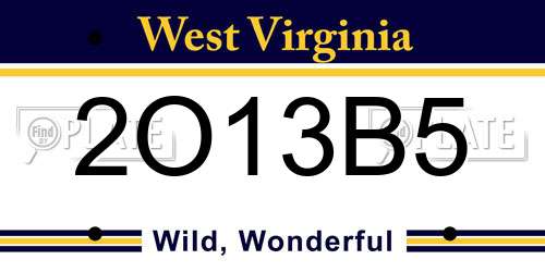 2O13B5 West Virginia License Plate