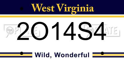 2O14S4 West Virginia License Plate