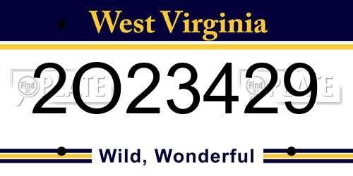 2O23429 West Virginia License Plate