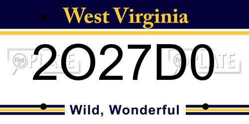 2O27D0 West Virginia License Plate