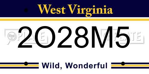 2O28M5 West Virginia License Plate