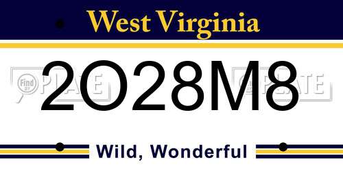 2O28M8 West Virginia License Plate