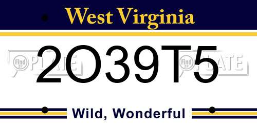 2O39T5 West Virginia License Plate