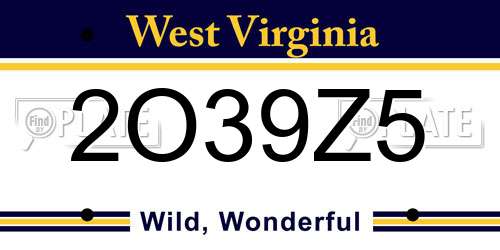 2O39Z5 West Virginia License Plate