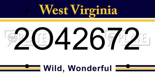 2O42672 West Virginia License Plate