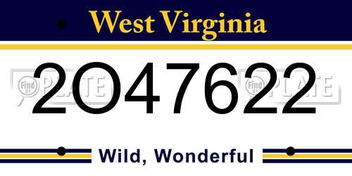 2O47622 West Virginia License Plate