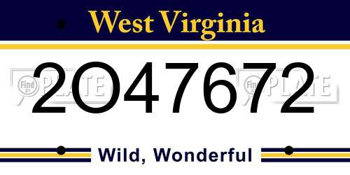 2O47672 West Virginia License Plate