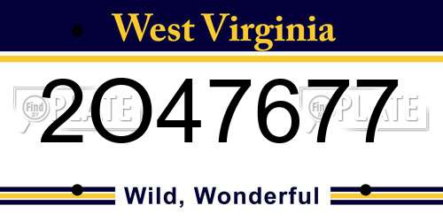 2O47677 West Virginia License Plate