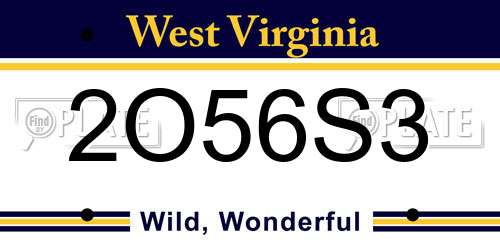 2O56S3 West Virginia License Plate