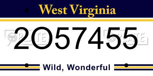 2O57455 West Virginia License Plate