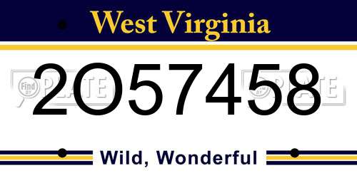 2O57458 West Virginia License Plate