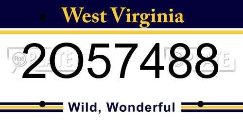 2O57488 West Virginia License Plate