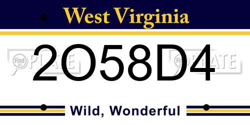 2O58D4 West Virginia License Plate