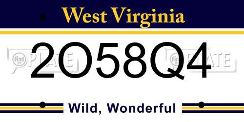 2O58Q4 West Virginia License Plate
