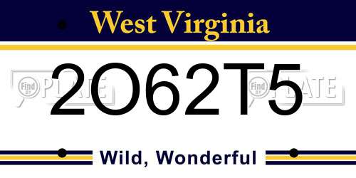 2O62T5 West Virginia License Plate