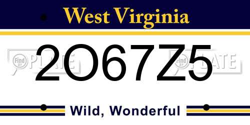 2O67Z5 West Virginia License Plate