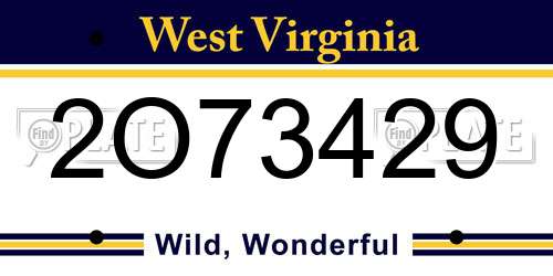 2O73429 West Virginia License Plate