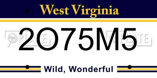 2O75M5 West Virginia License Plate
