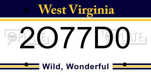 2O77D0 West Virginia License Plate