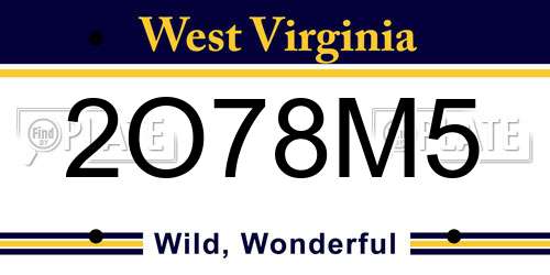 2O78M5 West Virginia License Plate